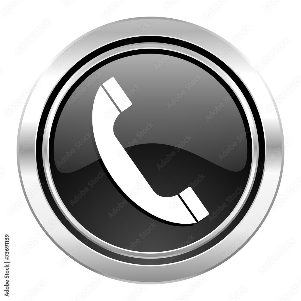 phone icon, black chrome button, telephone sign