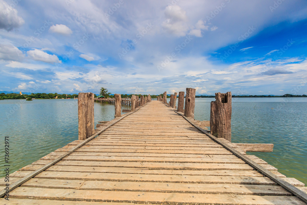 U-bein bridge at Taungthaman lake in Amarapura, Myanmar