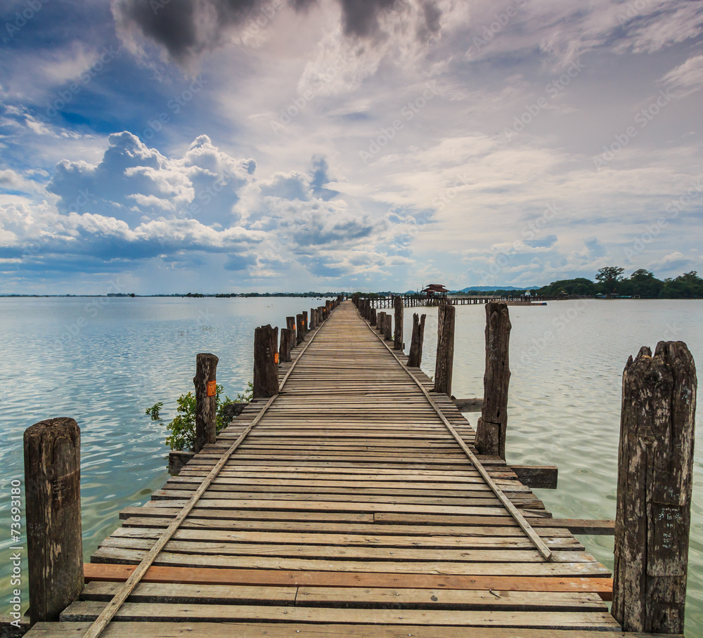 U-bein bridge at Taungthaman lake in Amarapura, Myanmar