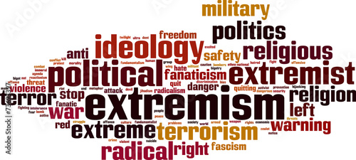 Extremism word cloud concept. Vector illustration