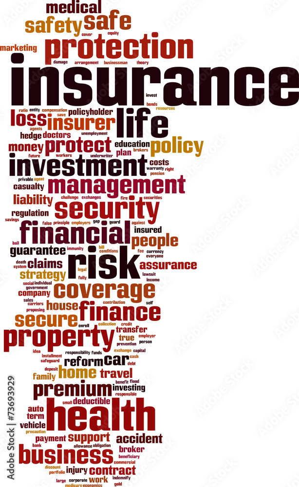Insurance word cloud concept. Vector illustration Insurance word cloud concept. Vector illustration