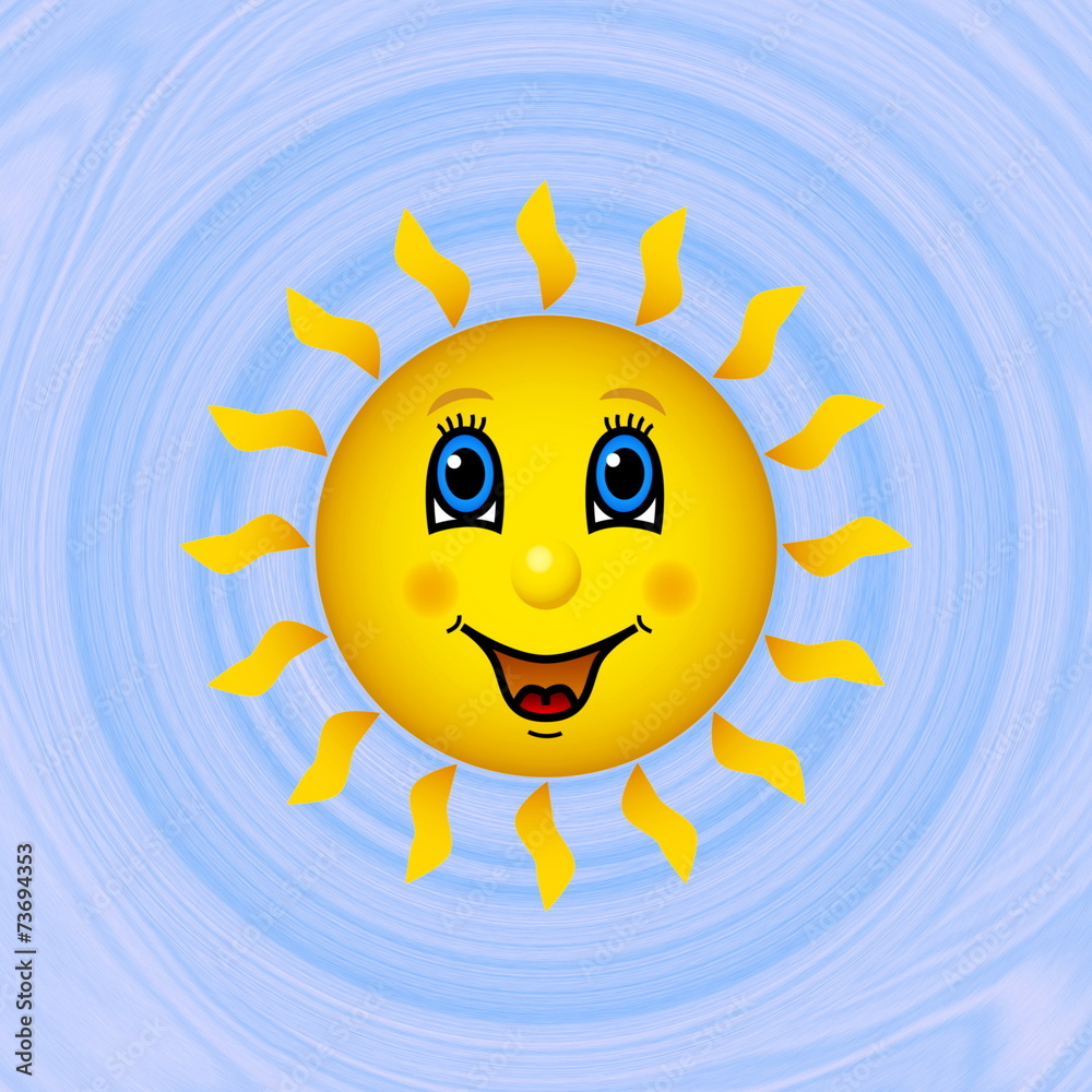 Happy sun on blue sky generated texture background