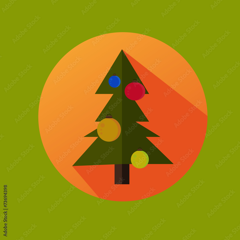 Flat Green Christmas Tree With Decorations Flat Green Christmas Tree With Decorations