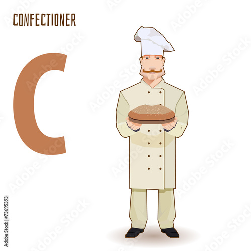 flat vector profession Letter C - confectioner