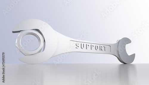 Wrench Tool and Support Text with Nut