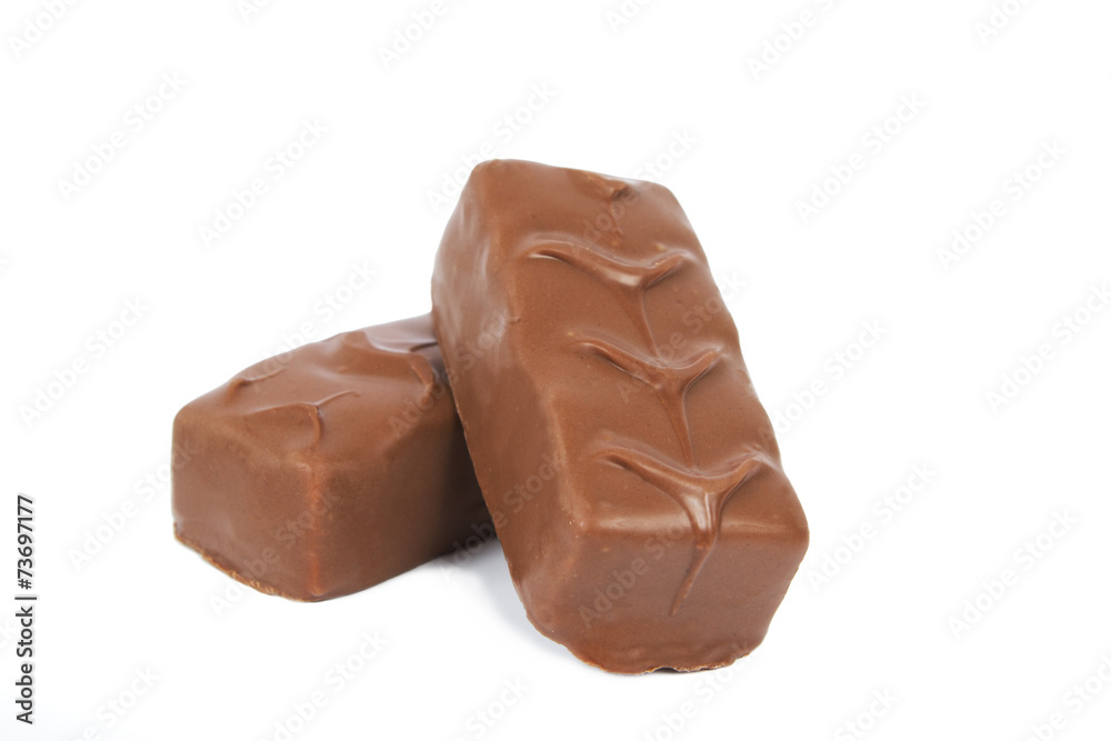 Closeup of chocolate bar isolated on white Closeup of chocolate bar isolated on white