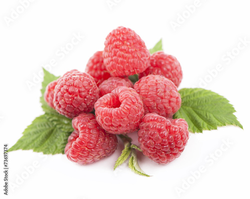 macro of red raspberry