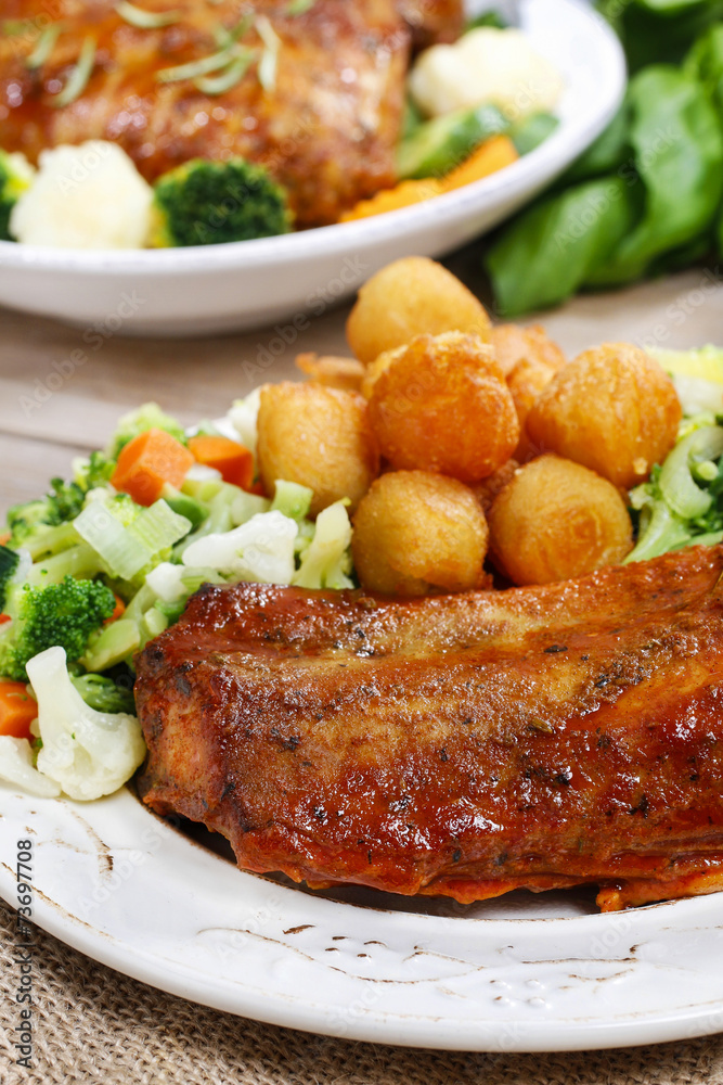 Roasted rabbit with vegetables