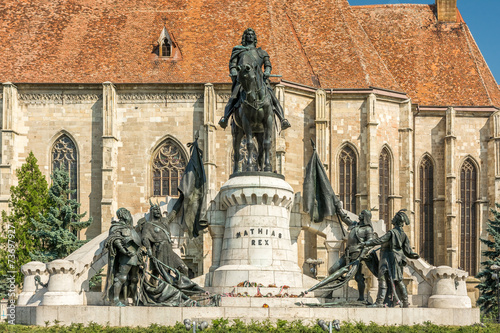 Bilde på lerret The Matthias Corvinus Monument in Cluj-Napoca opened in 1902