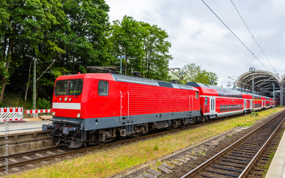 A regional express train in Kiel Central Station - Germany A regional express train in Kiel Central Station - Germany