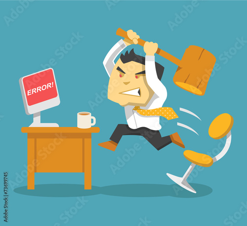 Hard work. Vector flat illustration