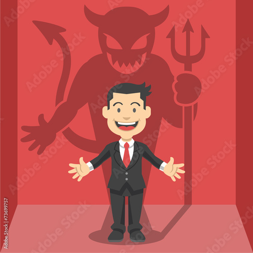 Businessman's shadow. Vector flat illustration