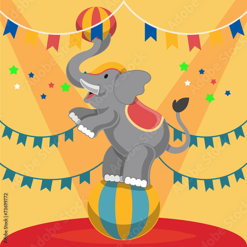 Circus elephant. Vector flat illustrationarena