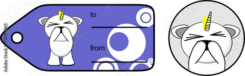 funny unicorn cartoon sticker gift card set00