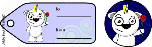 funny unicorn cartoon sticker gift card set9