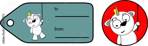 funny unicorn cartoon sticker gift card set3