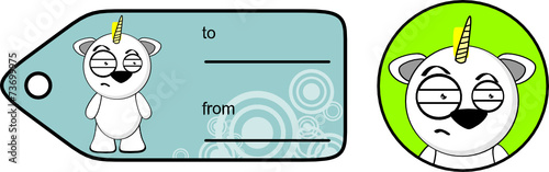 funny unicorn cartoon sticker gift card set2