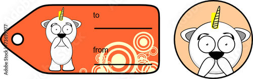 funny unicorn cartoon sticker gift card set1