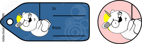 funny unicorn cartoon sticker gift card set