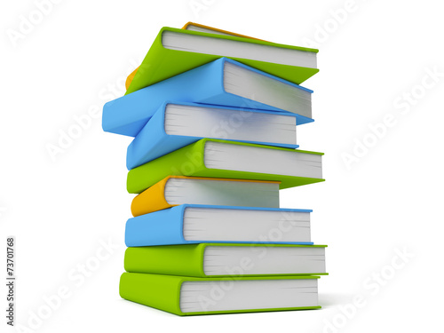 Row of colorful books isolated on white