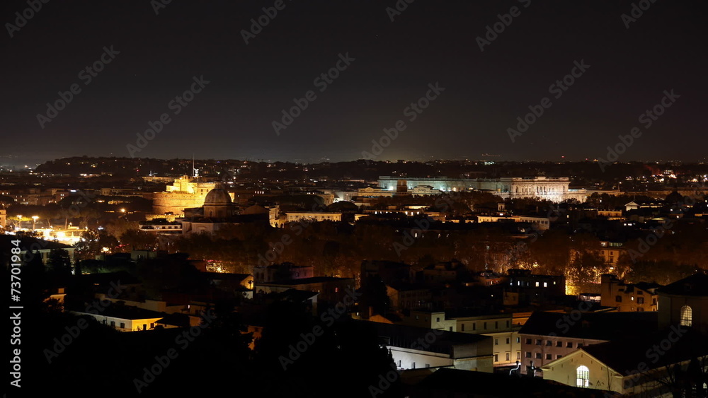 Castle of Holy Angel and the courthouse in Rome at Night, Italy Castle of Holy Angel and the courthouse in Rome at Night, Italy
