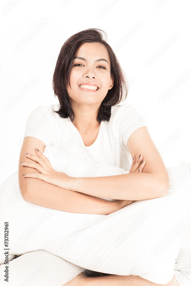 Portrait of a beautiful young woman in bed Portrait of a beautiful young woman in bed