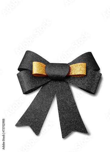 Gold and black ribbon isolated on white, clipping path.