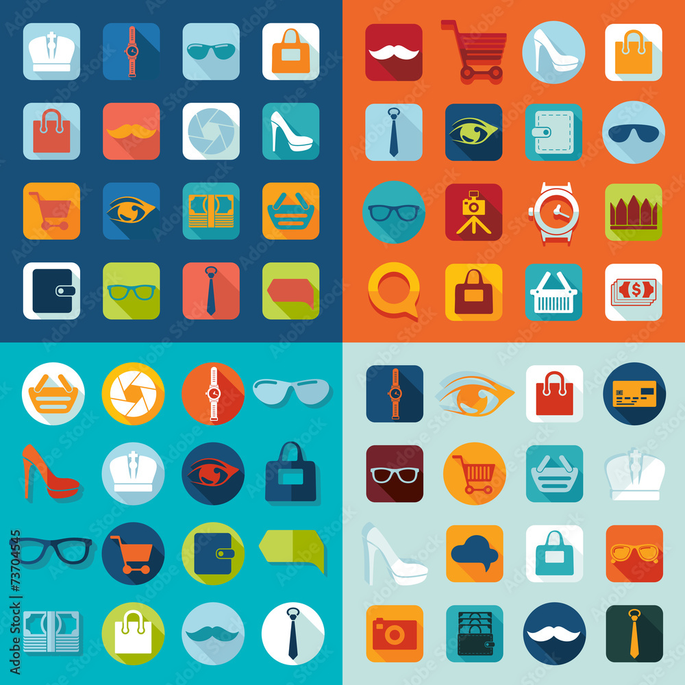 Set of fashion flat icons Set of fashion flat icons