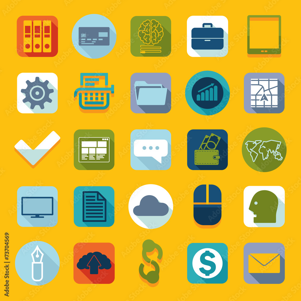 Set of business flat icons