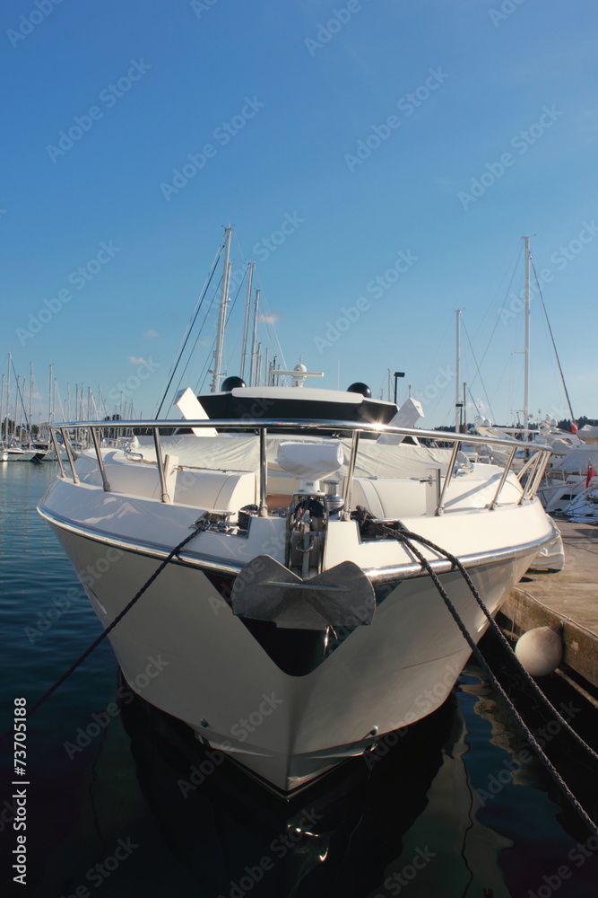 Fototapeta premium High performance power motor boat in marina