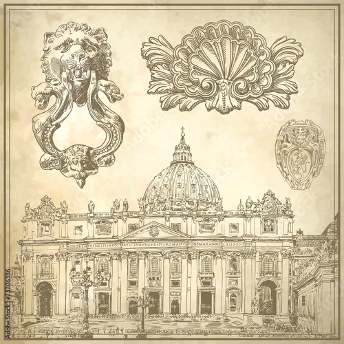 vintage sketch calligraphic drawing italy decoration