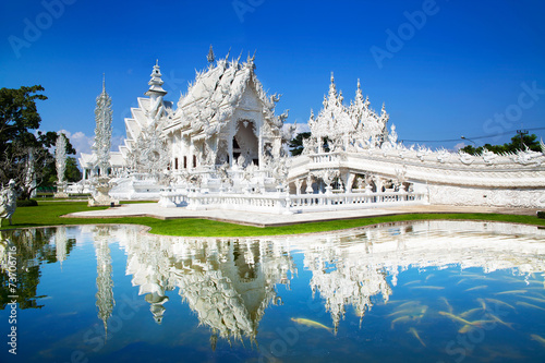 Wat Rong Khun or White Temple, Landmark in Chiang Rai, Thailand.