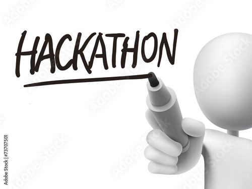 hackathon word written by 3d man