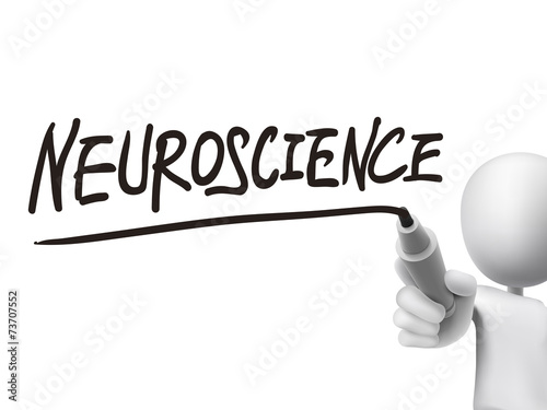 neuroscience word written by 3d man