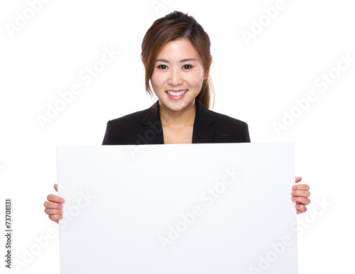 Businesswoman with white banner © leungchopan
