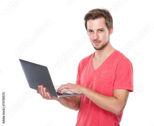 Man use of notebook computer