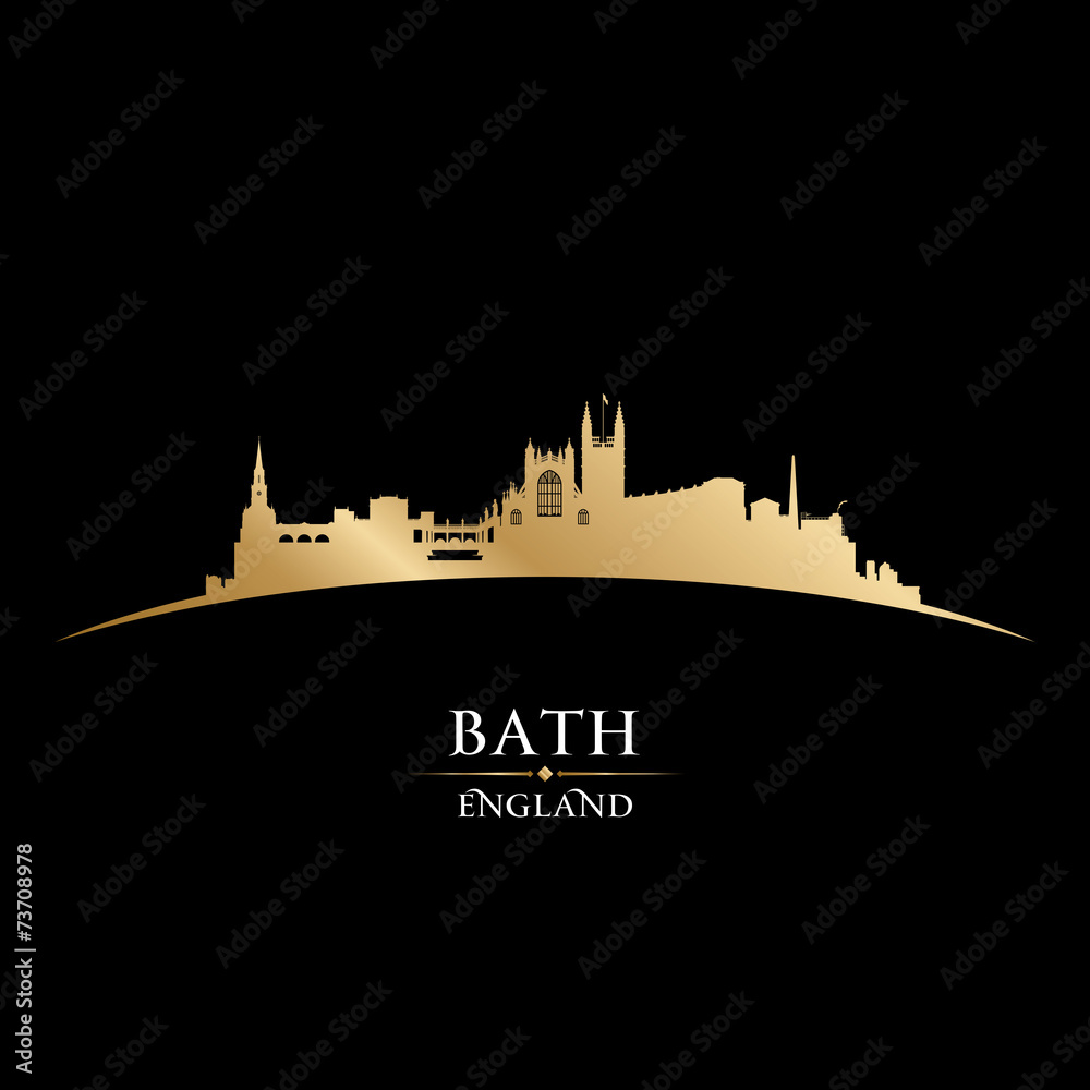 Bath England city skyline silhouette black background