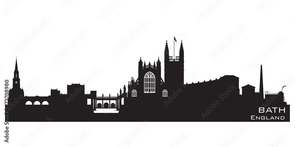 Bath England skyline. Detailed silhouette