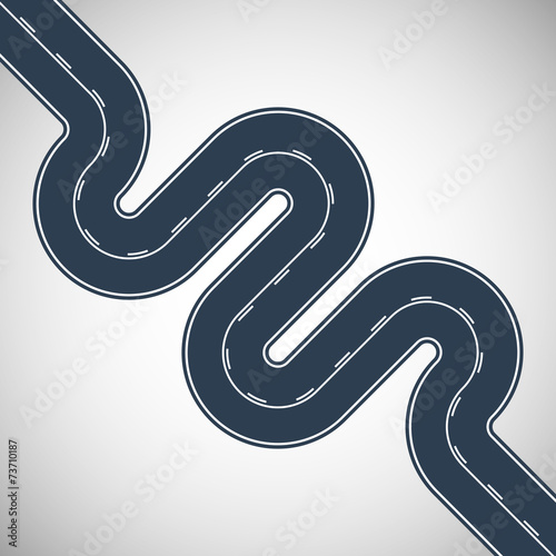 Asphalt road with white double solid and intermittent marking