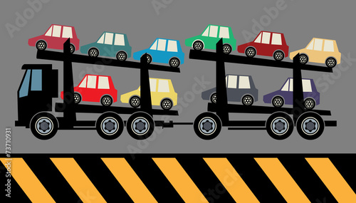 Car carrier truck deliver new auto
