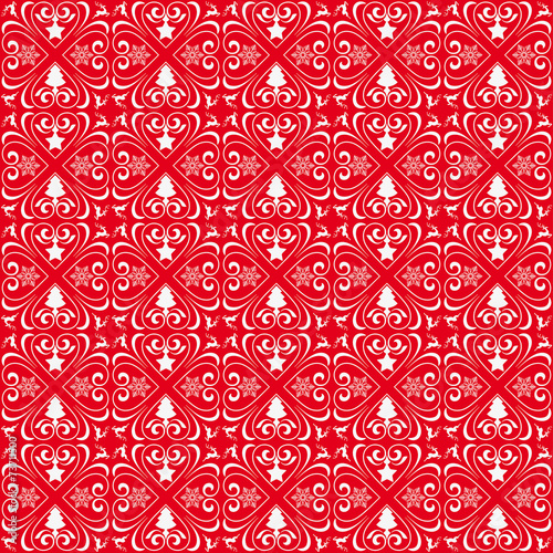Christmas Patterns Ornaments Red Background
