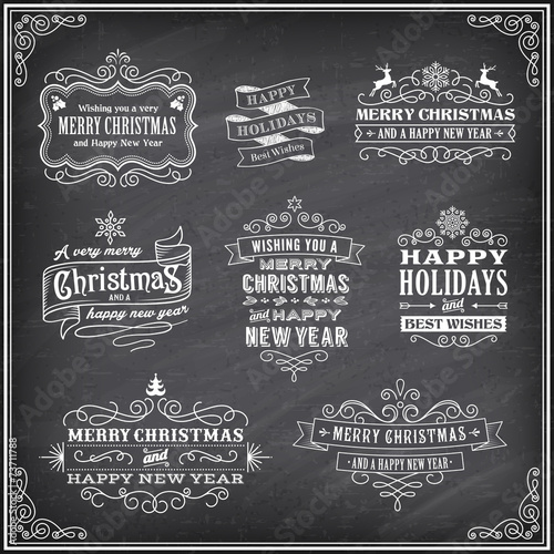 Vector Christmas Chalboard Labels