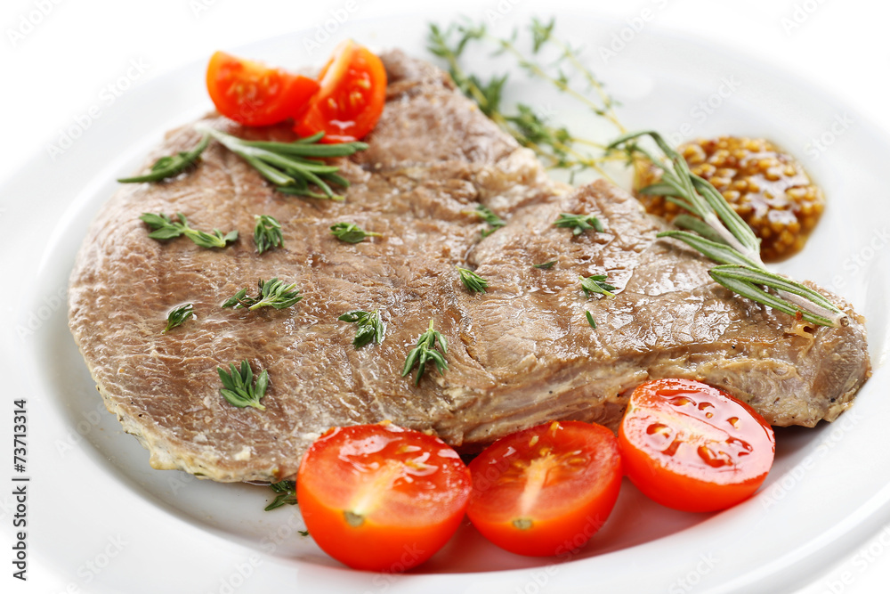 Delicious grilled meat on table, close-up Delicious grilled meat on table, close-up