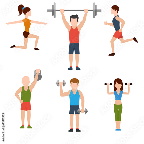 Exercises with weights and warm-up icons