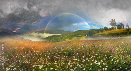  panorama of mountain meadows in Transcarpathia