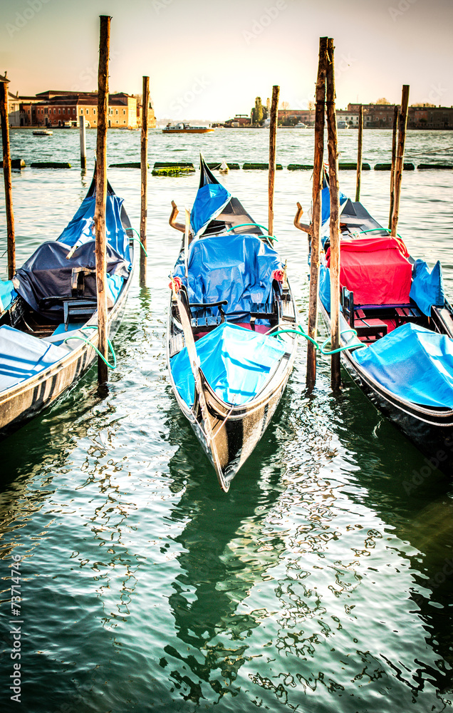 Gondolas at the  Piazza San Marco, Venice