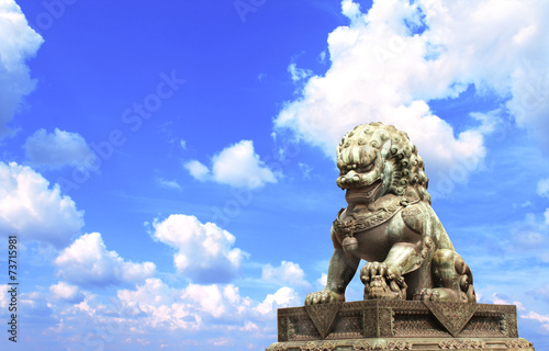 Lion statue in Forbidden City  Beijing  China