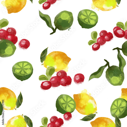 Fototapeta Naklejka Na Ścianę i Meble -  Watercolor fruits texture pattern