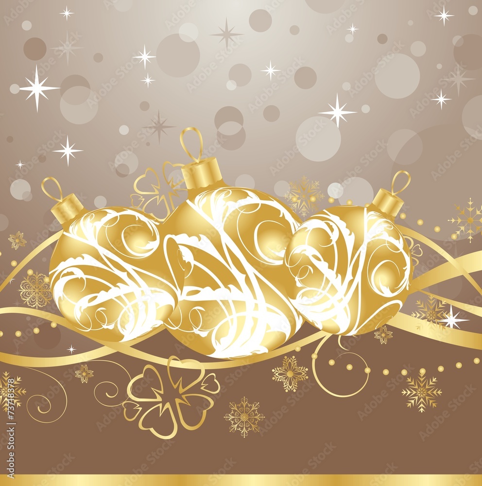 background with Christmas balls and tinsel