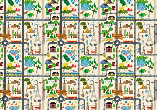 Travel background. Vacations. Beach resort, camping, excursion a